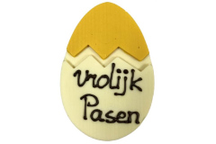 Tablet Paasei met tekst "Vrolijk Pasen"