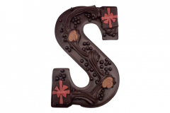 Chocoladeletter met Crispyballetjes en Kadootje (225 gram) - Puur, verkrijgbaar in de letter S, verpakt in luxe doos.