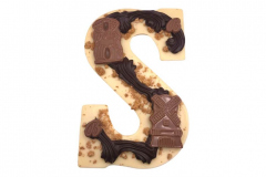 Chocoladeletter met Speculoos (225 gram) - Wit, verkrijgbaar in de letter S, verpakt in luxe doos.